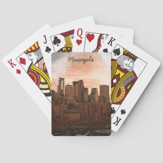 Jeu De Cartes Skyline vintage Minneapolis Minnesota (dos)