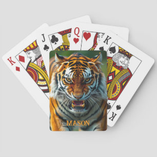 Jeu De Cartes Snarling Tiger en colère Personnaliser le nom