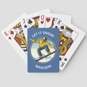 Jeu De Cartes SNOWBOARDER de texte et de nom personnalisés