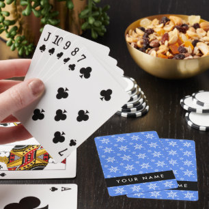 Jeu De Cartes Snowflakes blanc, Bleu, Votre nom, Personnaliser