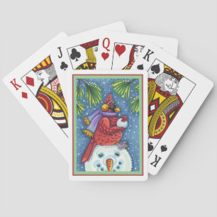 JEU DE CARTES SNOWMAN BODYGUARD, CHRISTMAS CARDINAL REDBIRD