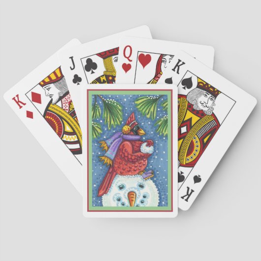 JEU DE CARTES SNOWMAN BODYGUARD, CHRISTMAS CARDINAL REDBIRD (dos)