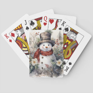 Jeu De Cartes Snowman d'hiver à Red Scarf