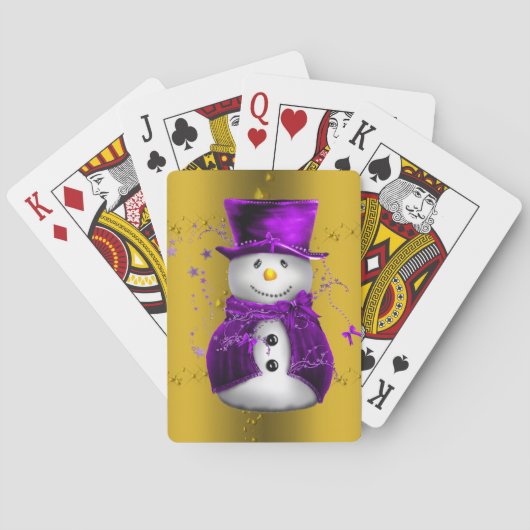 Jeu De Cartes Snowman violet à Noël d'or (dos)