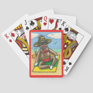 Jeu De Cartes SOCK MONKEY RED BIKINI, AU CARTOON DE PLAGE Drôle
