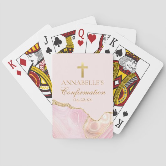Jeu De Cartes Soignée de confirmation Pink Gold Personnalisé (dos)