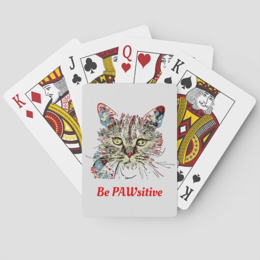 Jeu De Cartes Sois PAWsitive, drôle de citation de chat (dos)