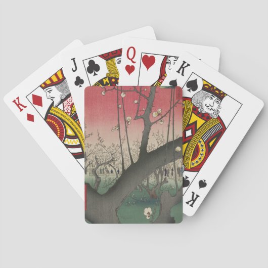 Jeu De Cartes soleil couchant japonais pruniers arbres (dos)
