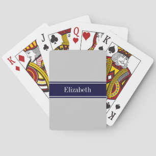 Jeu De Cartes Solid Gray Navy Blue Ribbon