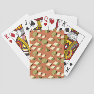 Jeu De Cartes Solides géométriques verts et beiges dispersés