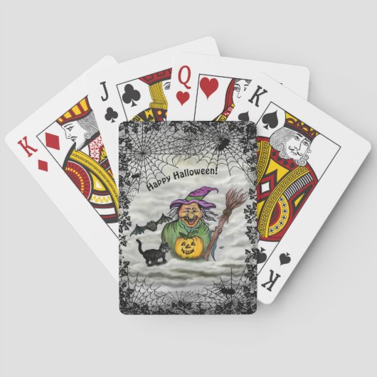 Jeu De Cartes Sorcière, Chat, Chauve-souris et Citrouille, Bonne (dos)