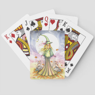 Jeu De Cartes Sorcière et chats d'art fantastique Bookends