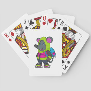 Jeu De Cartes Souris au patinage sur glace avec patins sur glace