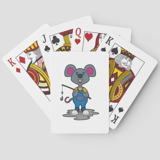 Jeu De Cartes Souris comme Fisher avec une baguette de pêche (dos)