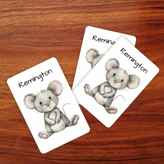 Jeu De Cartes Souris d'aquarelle blanche