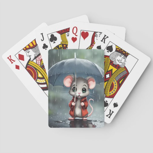 Jeu De Cartes Souris mignonne sous un parapluie (dos)