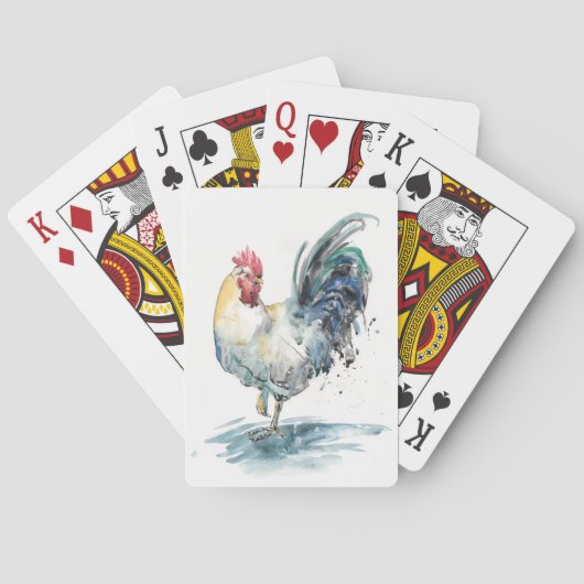 Jeu De Cartes Splash de coq - Aquarelle (dos)