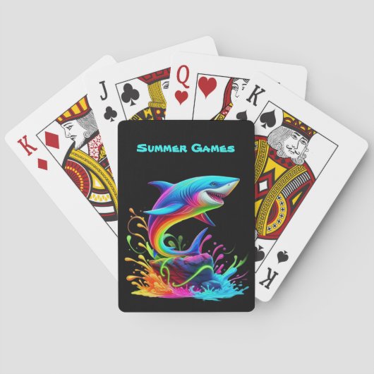 Jeu De Cartes Splash de requin coloré (dos)