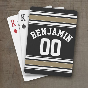 Jeu De Cartes Sports Jersey Black and Gold Strips Nom Numéro