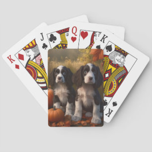 Jeu De Cartes Springer Spaniel Chiot Automne Citrouille de plais