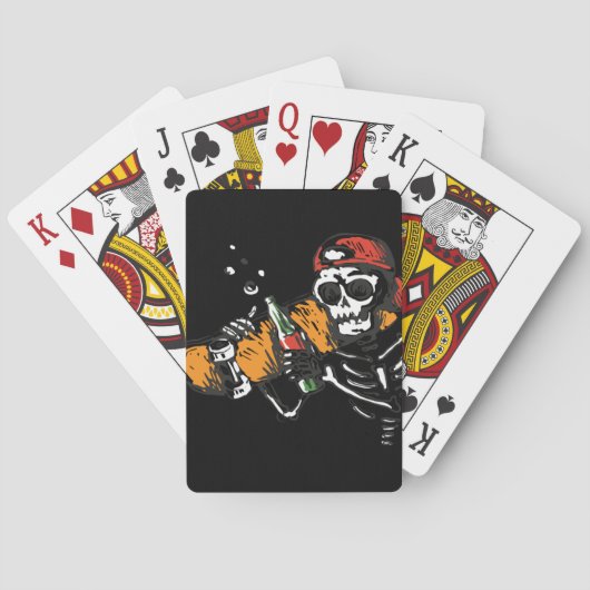 Jeu De Cartes Squelette avec une bouteille sur un ensemble (dos)
