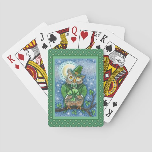 JEU DE CARTES ST. PATRICK'S DAY OWL, 4 HORLOGE LEPRECHAUN (dos)