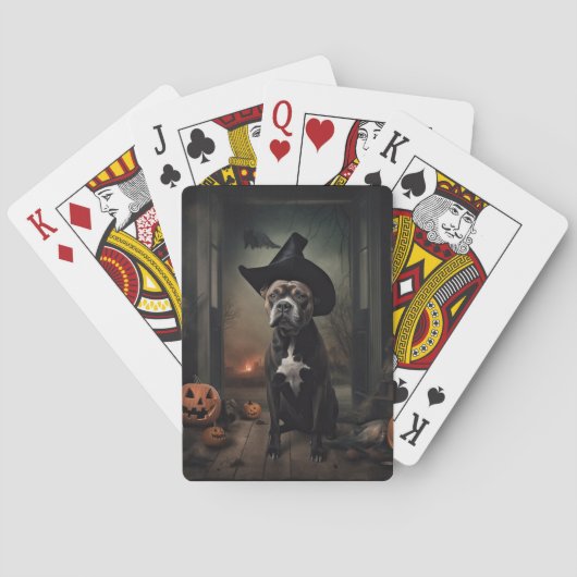 Jeu De Cartes Staffordshire Terrier Citrouilles Halloween effray (dos)