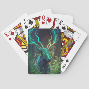 Jeu De Cartes Stag Deer Animal Portrait Peinture Forêt faunique