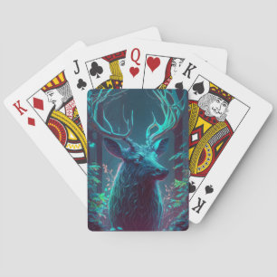 Jeu De Cartes Stag Deer Animal Portrait Peinture Forêt faunique