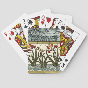 Jeu De Cartes Stained Glass Flowers with Tan Border