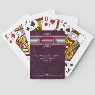 Jeu De Cartes Steampunk, coeur rose avec plaque d'immatriculatio