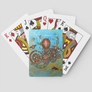 Jeu De Cartes Steampunk Collage Aqua Copper Playing Cards