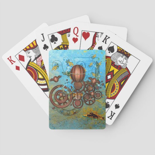 Jeu De Cartes Steampunk Collage Aqua Copper Playing Cards (dos)