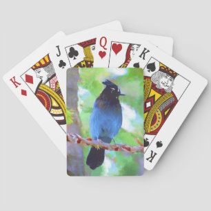 Jeu De Cartes Steller's Jay Painting - Art original pour oiseaux