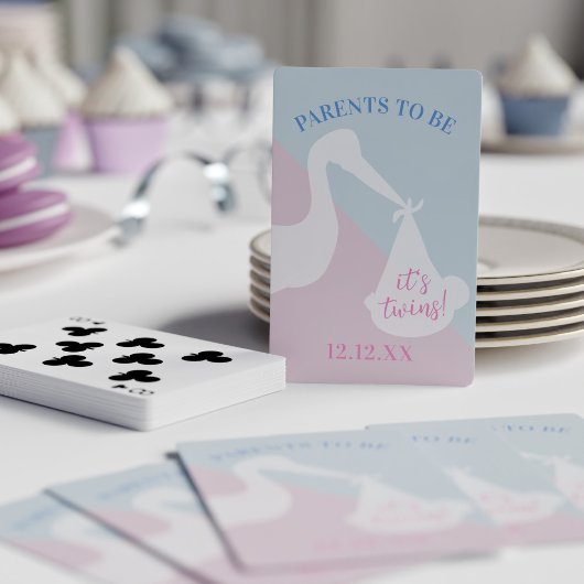 Jeu De Cartes Stork Twin Baby shower Genre Révéler Jouer Cartes