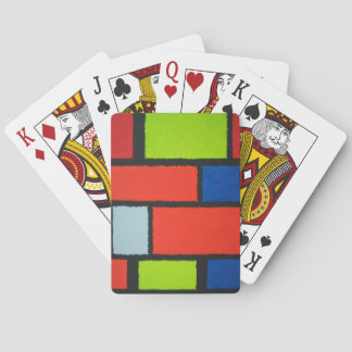 Jeu De Cartes Style Mondrian Orange Green Blue Fuzzy Abstrait