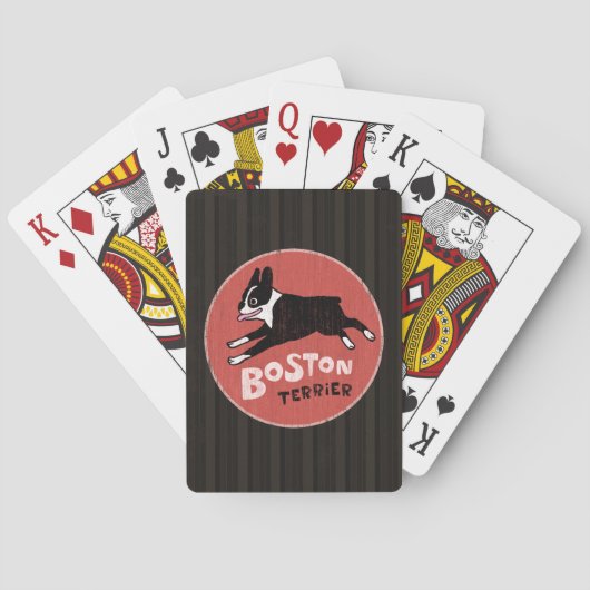 Jeu De Cartes Style rétro Boston Terrier Jumping Chien (dos)