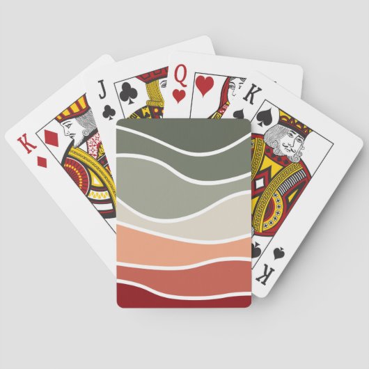 Jeu De Cartes Style vert et rouge rétro vagues design (dos)