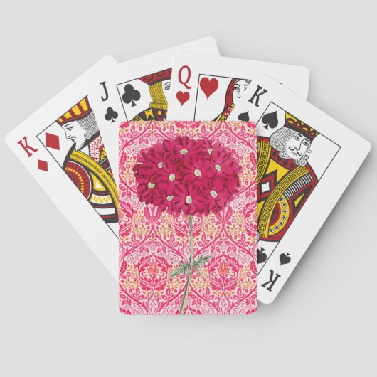 Jeu De Cartes Style vintage Fleur Magenta Hydrangea (dos)