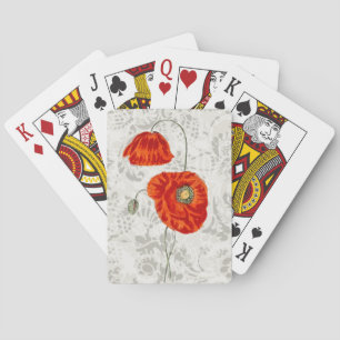 Jeu De Cartes Style vintage Fleurs de Pavot Rouge Jouer Cartes