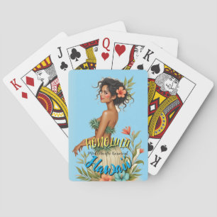 Jeu De Cartes Style vintage Hawaiian Travel Honolulu Hula Girl