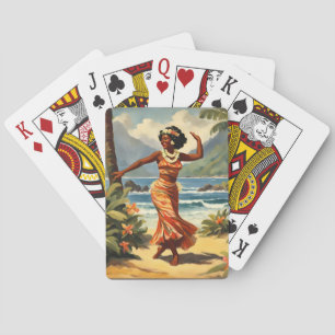 Jeu De Cartes Style vintage Hawaiian Travel Hula Girl Danser