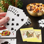Jeu De Cartes Style vintage Joyeux Noël<br><div class="desc">Une scène de noël vintage avec un arbre un bonhomme de neige et un renne. Cette conception semble vraiment efficace sur ces cartes de jeu</div>
