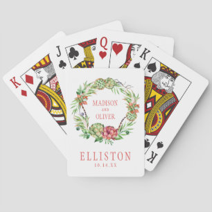 Jeu De Cartes Succulent vert et rose floral vintage   épousant