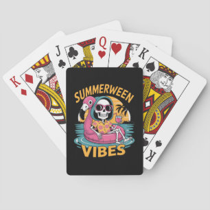 Jeu De Cartes Summerween Vibes Skeleton Flamant rose Flotte été 