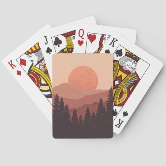 Jeu De Cartes Sunset Mountain Forest Nature Illustration (dos)