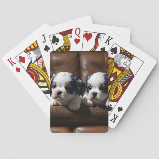Jeu De Cartes Super mignonne chiots sur le canapé 1 (dos)