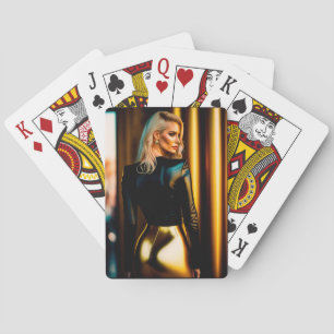 Jeu De Cartes Super mince blonde jeune femme Jouer aux cartes