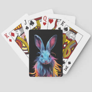 Jeu De Cartes Superbe Lapin Bleu en feu