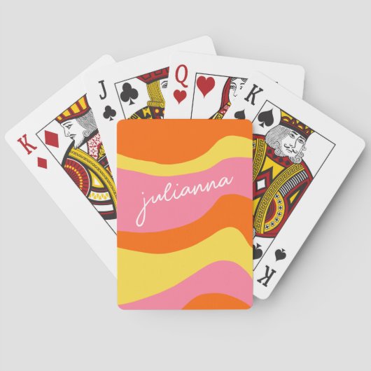 Jeu De Cartes Sur mesure Rétro 70s Groovy Orange Rose Unique (dos)
